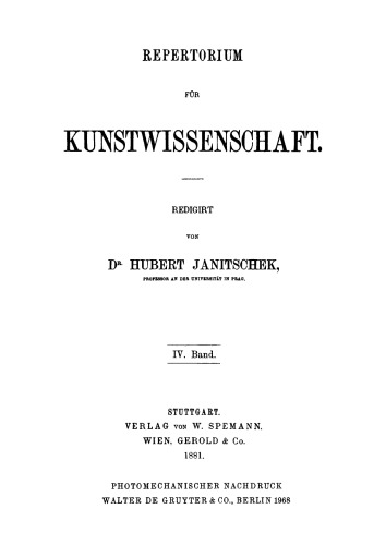 Repertorium für Kunstwissenschaft: Band 4