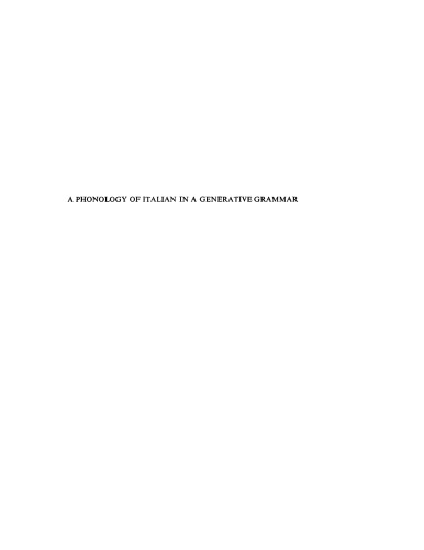 A Phonology of Italian in a Generative Grammar