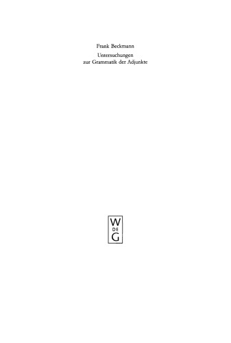 Untersuchungen zur Grammatik der Adjunkte