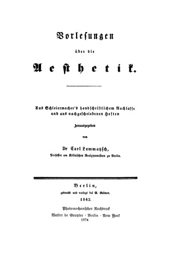 Vorlesungen über die Ästhetik