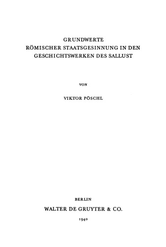 Grundwerte römischer Staatsgesinnung in den Geschichtswerken des Sallust