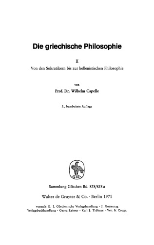 Die griechische Philosophie: Band 2 Von den Sokratikern bis zur hellenistischen Philosophie