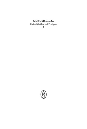Kleine Schriften und Predigten: Band 1 1800–1820