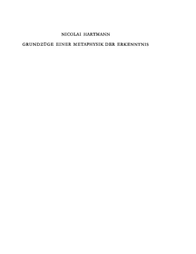 Grundzüge einer Metaphysik der Erkenntnis