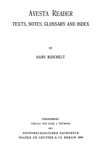 Avesta Reader: Texts, notes, glossary and index