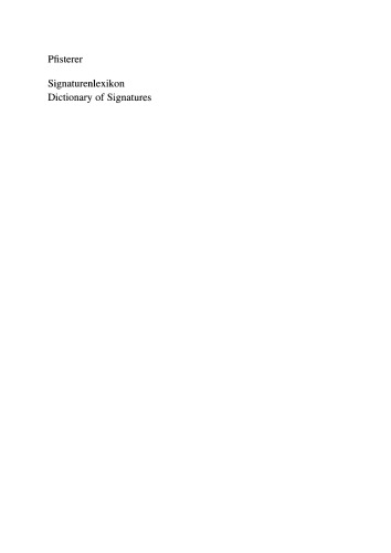 Signaturenlexikon / Dictionary of Signatures