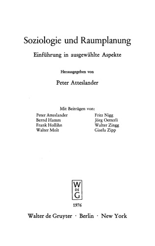 Soziologie und Raumplanung: Einführung in ausgewählte Aspekte