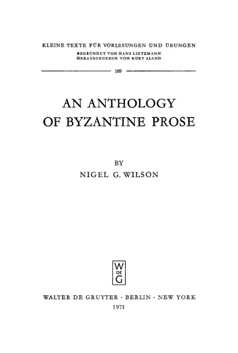 An Anthology of Byzantine Prose