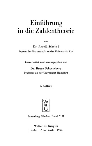 Einführung in die Zahlentheorie