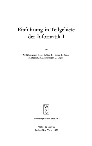 Einführung in die Teilgebiete der Informatik: Band 1