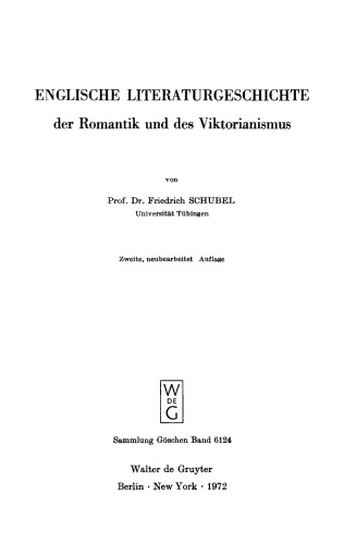Englische Literaturgeschichte: Band 3 Englische Literaturgeschichte der Romantik und des Viktorianismus
