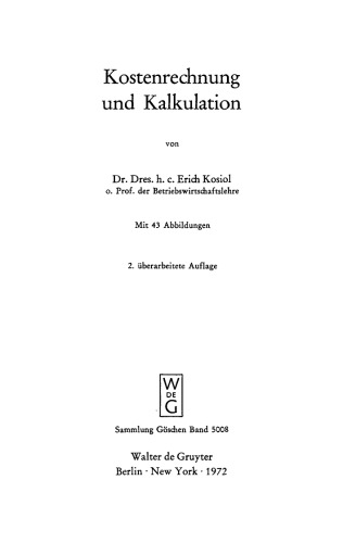 Kostenrechnung und Kalkulation