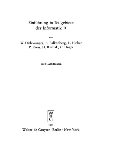 Einführung in die Teilgebiete der Informatik: Band 2