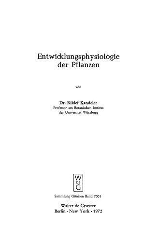 Entwicklungsphysiologie der Pflanzen