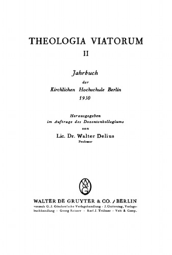 Theologia Viatorum: Band 2 1950