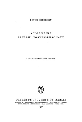 Allgemeine Erziehungswissenschaft: Teil I Allgemeine Erziehungswissenschaft