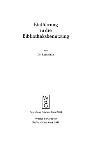 Einführung in die Bibliotheksbenutzung