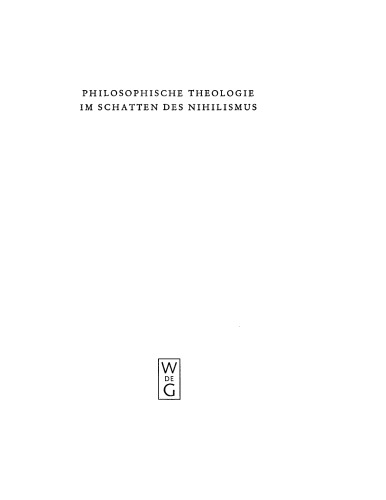 Philosophische Theologie im Schatten des Nihilismus