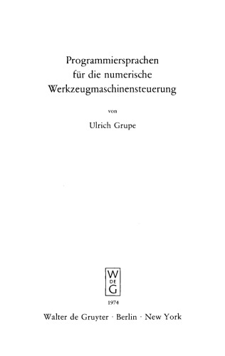 Programmiersprachen für die numerische Werkzeugmaschinensteuerung