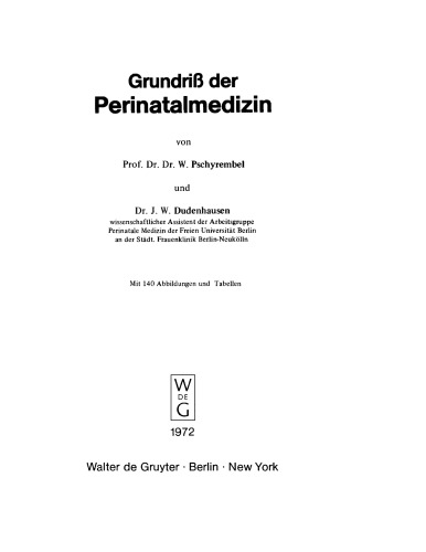 Grundriss der Perinatalmedizin