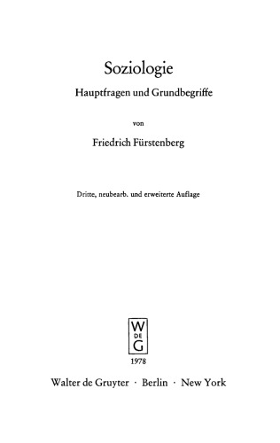 Soziologie: Hauptfragen und Grundbegriffe