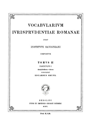 Vocabularium iurisprudentiae Romanae: Fasc 1 dactyliotheca – doceo