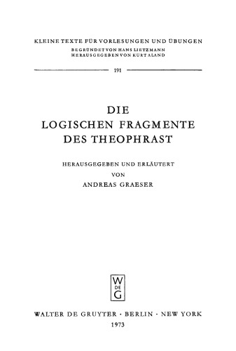 Die logischen Fragmente des Theophrast