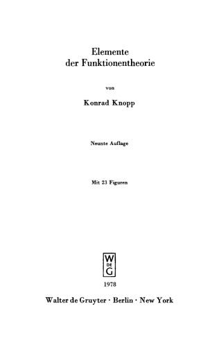 Elemente der Funktionentheorie