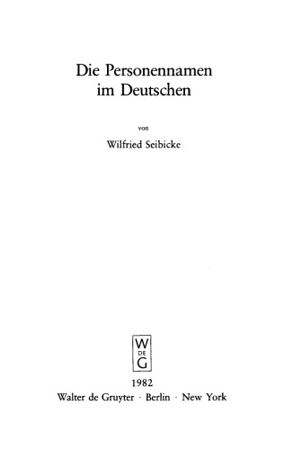 Die Personennamen im Deutschen