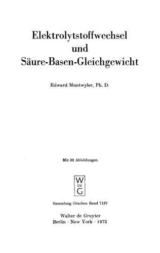 Elektrolytstoffwechsel und Säure-Basen-Gleichgewicht