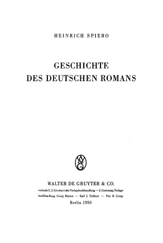 Geschichte des deutschen Romans