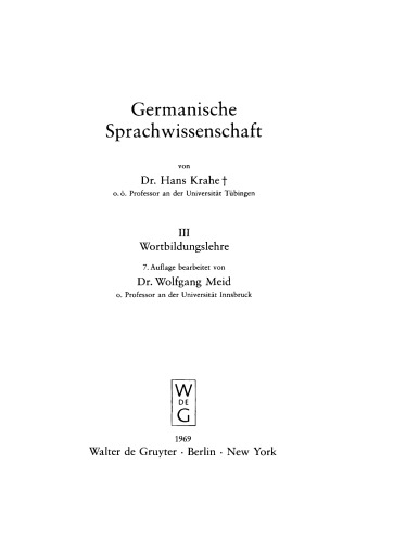 Germanische Sprachwissenschaft: Band 3 Wortbildungslehre