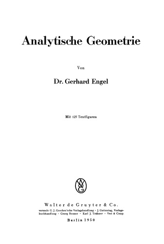 Analytische Geometrie