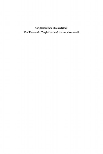 Zur Theorie der vergleichenden Literaturwissenschaft