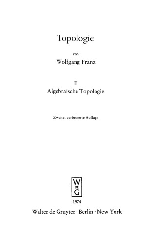 Topologie: Band 2 Algebraische Topologie
