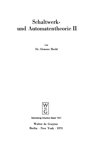 Schaltwerk- und Automatentheorie, II