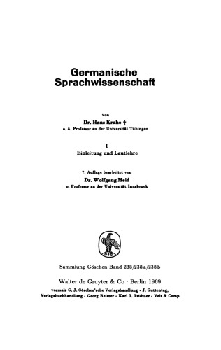 Germanische Sprachwissenschaft: Band 1 Einleitung und Lautlehre