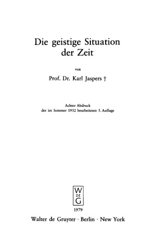 Die geistige Situation der Zeit