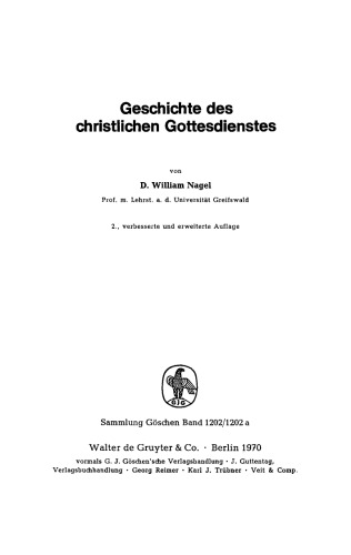 Geschichte des christlichen Gottesdienstes