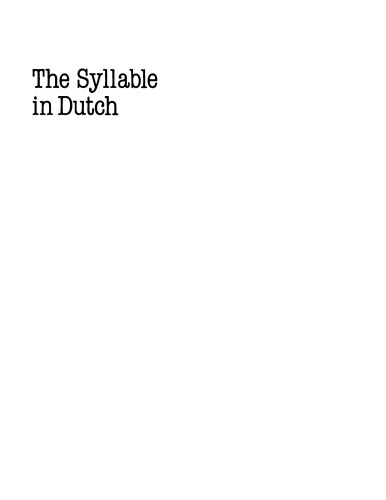 The Syllable in Dutch