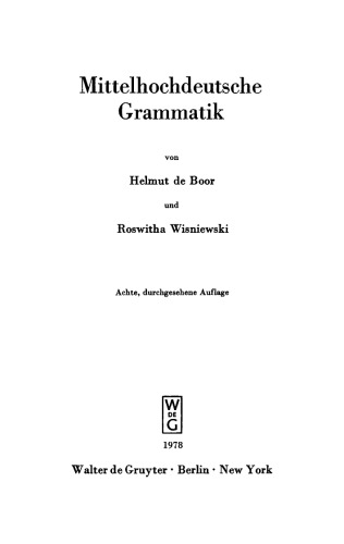 Mittelhochdeutsche Grammatik