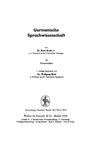 Germanische Sprachwissenschaft: Band 2 Formenlehre