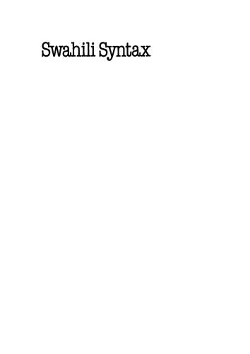 Swahili Syntax