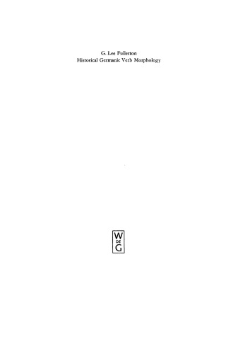 Historical Germanic Verb Morphology