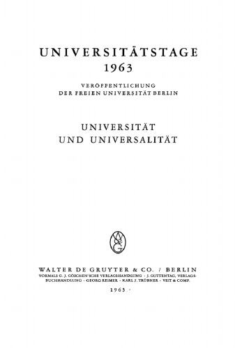 Universität und Universalität