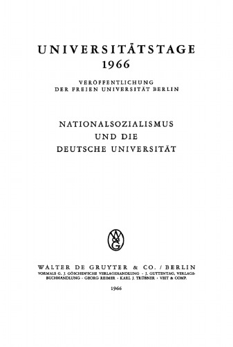 Nationalsozialismus und die deutsche Universität