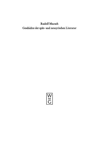 Geschichte der spät- und neusyrischen Literatur
