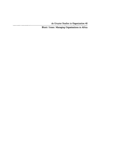 Managing Organisations in Africa: [Hauptband] Managing Organisations in Africa