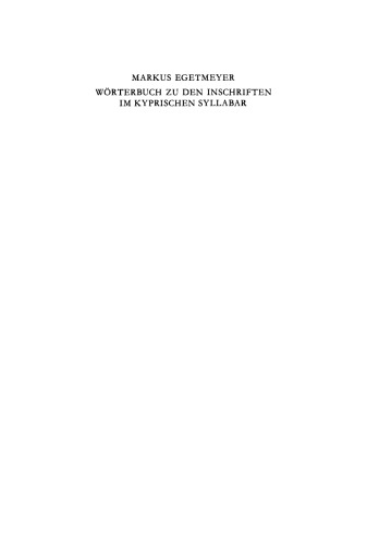 Wörterbuch zu den Inschriften im kyprischen Syllabar: Unter Berücksichtigung einer Arbeit von Almut Hintze