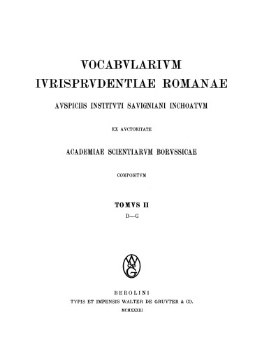 Vocabularium iurisprudentiae Romanae: Fasc 3 ex - gutturosus